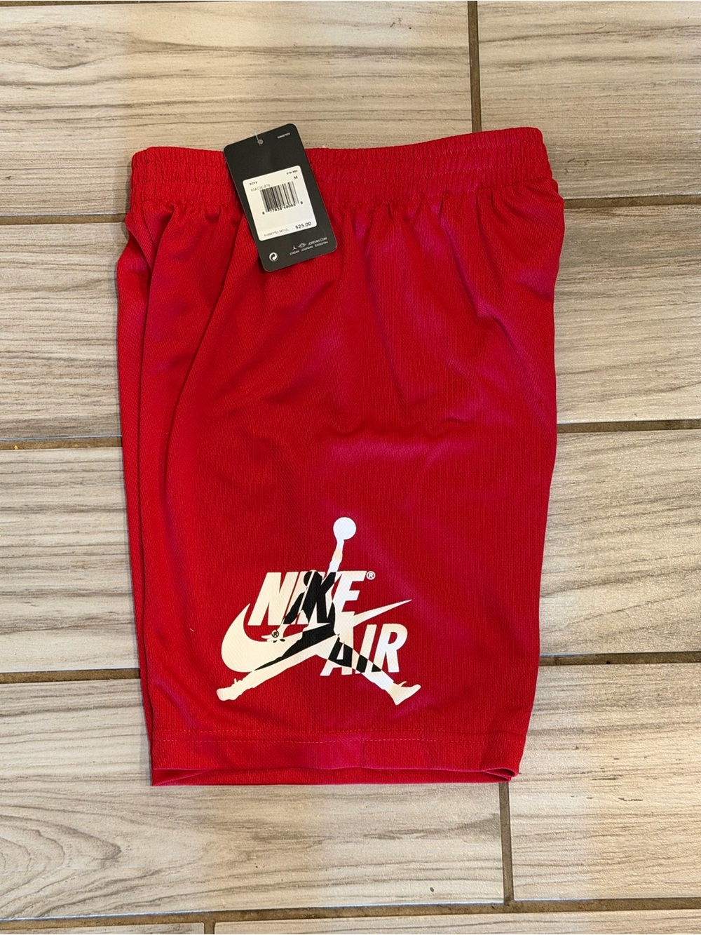 Nike Jordan Red Athletic Shorts with White Air Logo